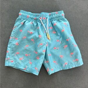 Kids Flamingo Print Blue Shorts